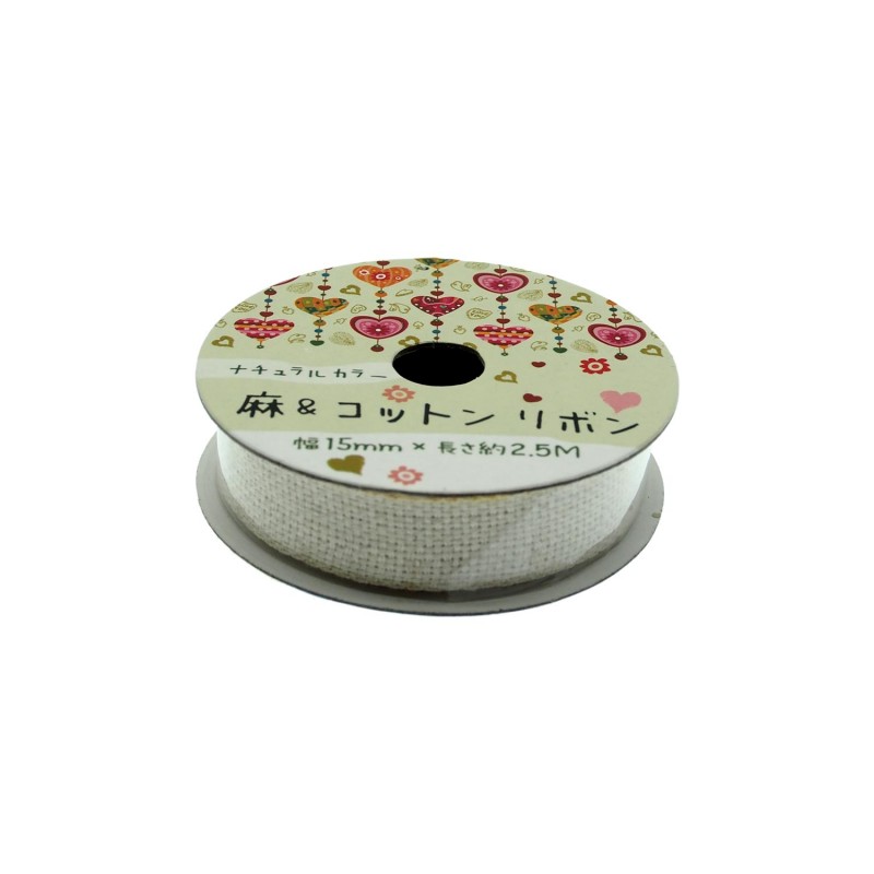 Linen Ribbon White 15mm x 2.5m